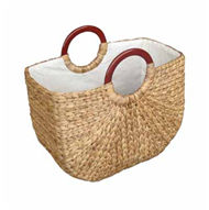 Vietnam water hyacinth bag with wooden handles
