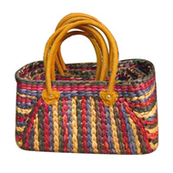 Vietnam Water hyacinth bag with leather handles Set 3