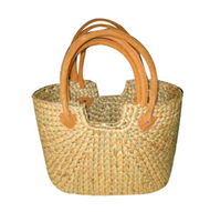 Vietnam Water hyacinth bag with leather handles Set 3