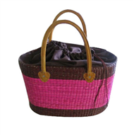 Vietnam Sedge bag with leather handles set 2
