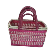 Vietnam Sedge bag with leatherete handles set 3