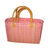 Vietnam Sedge bag with leather handles set 3