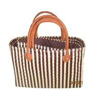 Vietnam Sedge bag with leather handles set 3