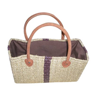 Vietnam Sedge handbag with leather handles