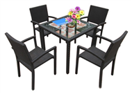 set of PE rattan coffee table & 4 chairs