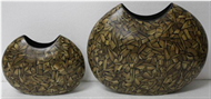 set of 2 vases with incrusted bamboo