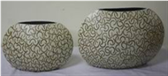 set of 2 vases with incrusted bamboo