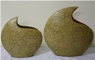 set of 2 vases with incrusted bamboo