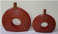 set of 2 vases with incrusted bamboo