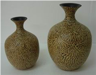 set of 2 vases with incrusted bamboo