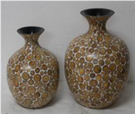set of 2 vases with incrusted bamboo