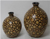 set of 2 vases with incrusted bamboo