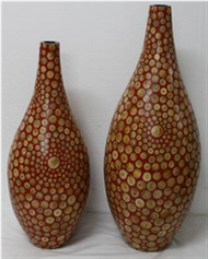set of 2 vases with incrusted bamboo