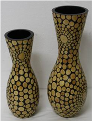 set of 2 vases with incrusted bamboo