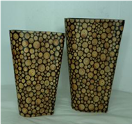 set of 2 vases with incrusted bamboo