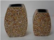 set of 2 vases with incrusted bamboo