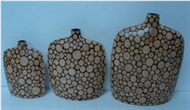set of 3 vases with incrusted bamboo