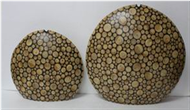 set of 2 vases with incrusted bamboo