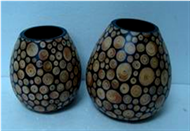 set of 2 vases with incrusted bamboo