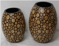 set of 2 vases with incrusted bamboo