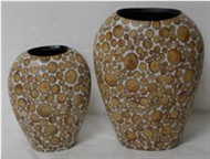 set of 2 vases with incrusted bamboo