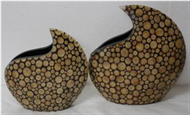set of 2 vases with incrusted bamboo